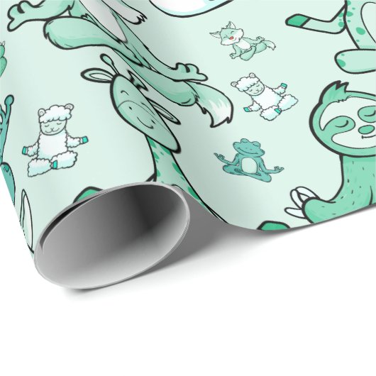 Paarse franjeaap Yoga seamless pattern 47 Cadeaupapier (Rol Hoek)