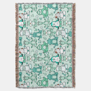 Paarse franjeaap Yoga seamless pattern 47 Deken