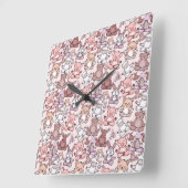 Paarse franjeaap Yoga seamless pattern 48 Vierkante Klok (Hoek)