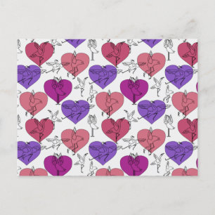 Paarse franjeaap Yoga seamless pattern 4 Briefkaart