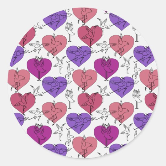 Paarse franjeaap Yoga seamless pattern 4 Ronde Sticker (Voorkant)