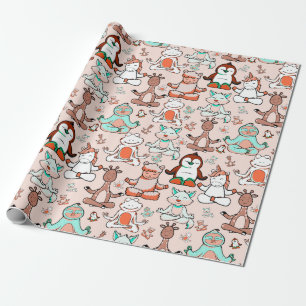 Paarse franjeaap Yoga seamless pattern 51 Cadeaupapier