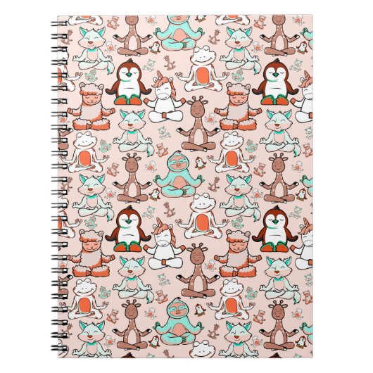 Paarse franjeaap Yoga seamless pattern 51 Notitieboek (Voorkant)