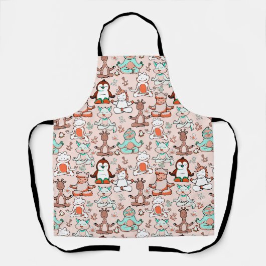 Paarse franjeaap Yoga seamless pattern 51 Schort (Voorkant)