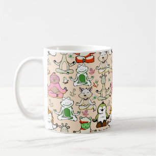 Paarse franjeaap Yoga seamless pattern 52 Koffiemok