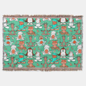 Paarse franjeaap Yoga seamless pattern 53 Deken (Voorkant)