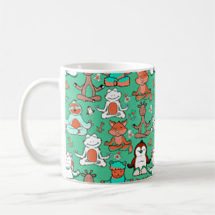 Paarse franjeaap Yoga seamless pattern 53 Koffiemok