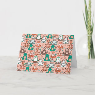 Paarse franjeaap Yoga seamless pattern 54 Kaart