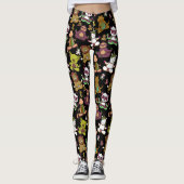 Paarse franjeaap Yoga seamless pattern 57 Leggings (Voorkant)