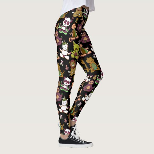 Paarse franjeaap Yoga seamless pattern 57 Leggings (Rechts)