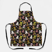 Paarse franjeaap Yoga seamless pattern 57 Schort (Voorkant)