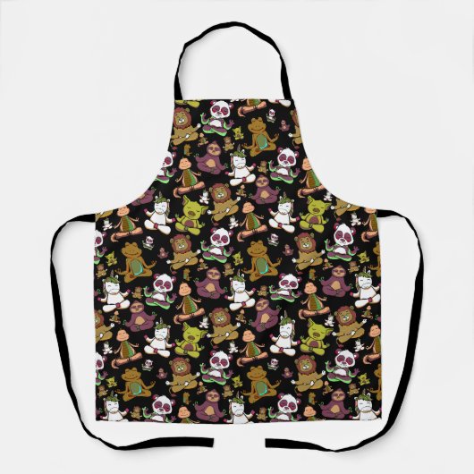 Paarse franjeaap Yoga seamless pattern 57 Schort (Voorkant)