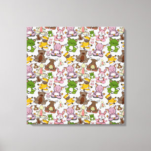 Paarse franjeaap Yoga seamless pattern 58 Canvas Afdruk