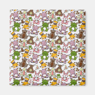 Paarse franjeaap Yoga seamless pattern 58 Magneet