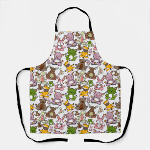 Paarse franjeaap Yoga seamless pattern 58 Schort