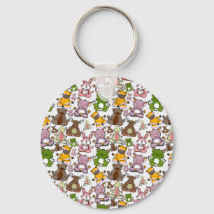 Paarse franjeaap Yoga seamless pattern 58 Sleutelhanger