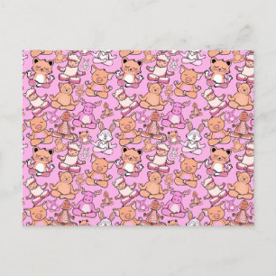 Paarse franjeaap Yoga seamless pattern 59 Briefkaart