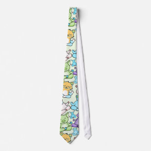 Paarse franjeaap Yoga seamless pattern 63 Stropdas