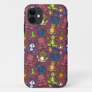 Paarse franjeaap Yoga seamless pattern 64 iPhone 11 Hoesje