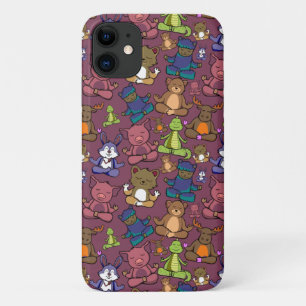 Paarse franjeaap Yoga seamless pattern 64 iPhone 11 Hoesje