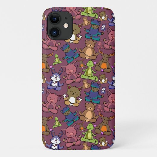Paarse franjeaap Yoga seamless pattern 64 Case-Mate iPhone Case (Achterkant)