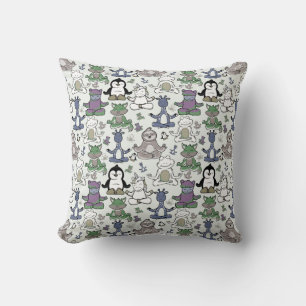 Paarse franjeaap Yoga seamless pattern 66 Kussen