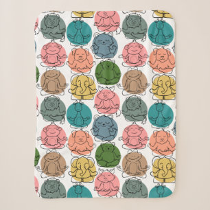 Paarse franjeaap Yoga seamless pattern 9 Sherpa Deken