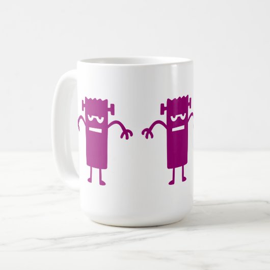 Paarse Frankenstein Halloween Clip Art Coffee Mok (Voorkant links)