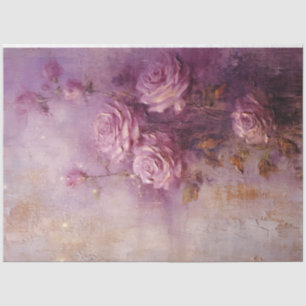  paarse Franse rozen gouden folie grunge wall Tissuepapier