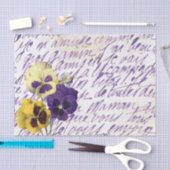 Paarse Franse Script Pansy Flower Tissuepapier (Craft)