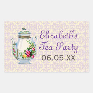 Paarse  Franse Tea Party Favor Stickers
