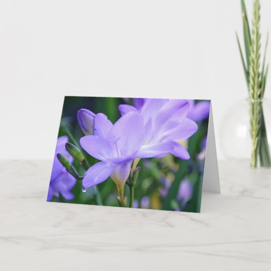 Paarse Freesia and Dew Drop Art Note Kaart (Voorkant)