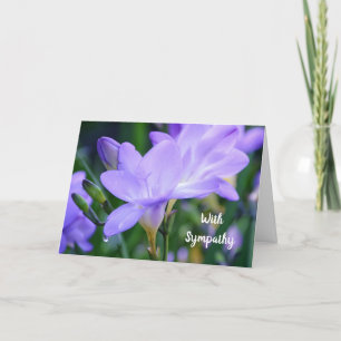 Paarse Freesia Flower Tear Drop Sympathie Nota van Bedankkaart