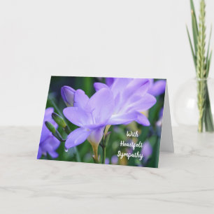Paarse Freesia Tear Drop Scriptkaart voor sympathi Bedankkaart