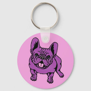 Paarse Frenchie Sleutelhanger
