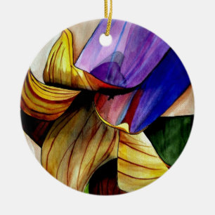 Paarse Fritillary flower original art waterverf Keramisch Ornament