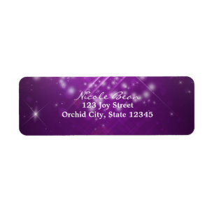 Paarse Fuchsia Glitter Club Feest Adres Labels