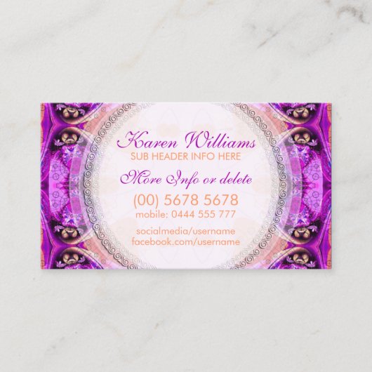 Paarse Fuchsia Healing New age Visitekaartje (Voorkant)