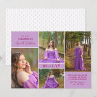 Paarse Fuchsia Minimaal Foto Collage Sweet Sixteen