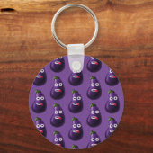 Paarse Funny Cartoon Eggplant Pattern Sleutelhanger (Voorkant)