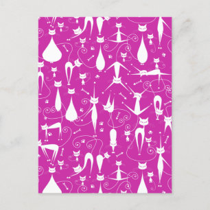 Paarse Funny Kitty Cat Fitness Feestdagenkaart