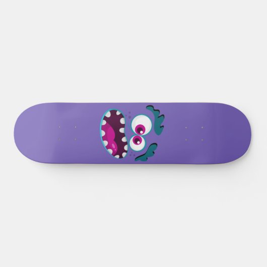 Paarse Funny Monster Character Happy Scary Face Skateboard (Horizontaal)