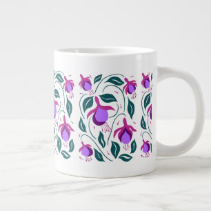 Paarse Fuschia Flowers Patroon Extra Grote Beker