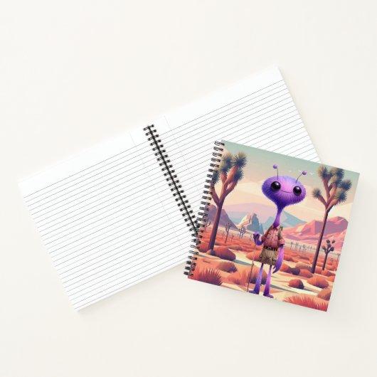 Paarse Fuzzy Alien Hiker Notitieboek (Binnen)