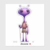 Paarse Fuzzy Alien Hiker Sticker (Vel)