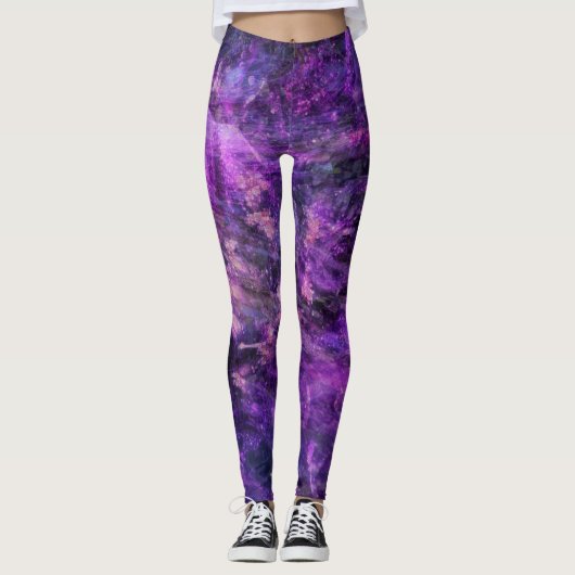 Paarse galactisch leggings (Voorkant)