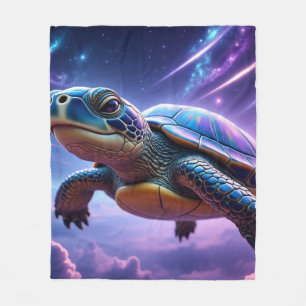 Paarse Galactische Zee Schildpad Fleece Deken