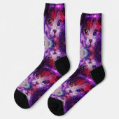 Paarse Galaxy Cat Sokken (Links)