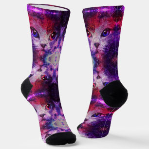 Paarse Galaxy Cat Sokken