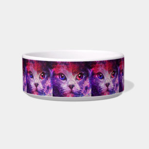 Paarse Galaxy Cat Voerbakje